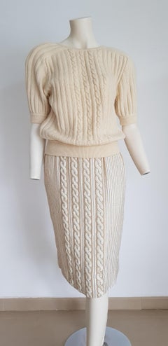 VALENTINO "New" Ensemble Sweater Beaded Sequins Silk Skirt Cashmere Coat- Unworn