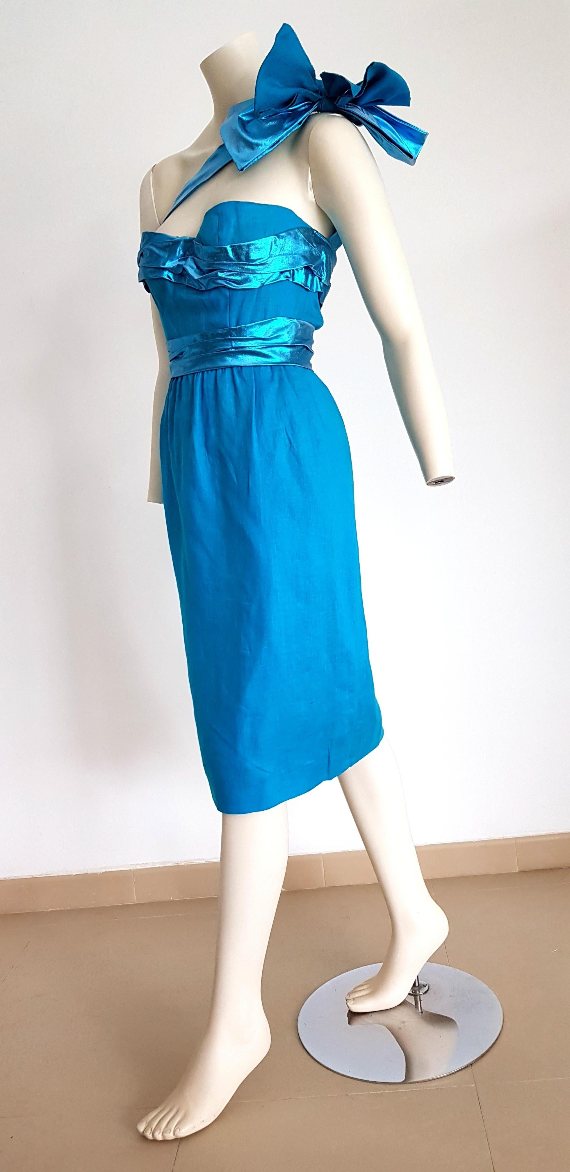 valentino delft print light blue silk organza gown