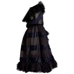 VALENTINO "New" Haute Couture Strapless Silk Satin Black Evening Dress - Unworn