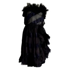 VALENTINO "New" Haute Couture Strapless Silk Satin Black Evening Dress - Unworn