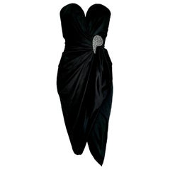VALENTINO "New" Haute Couture Swarovski Diamonds Drop in Front Silk Gown -Unworn