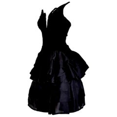 VALENTINO "New" Haute Couture Velvet Corsage Silk Flounced Gown Dress - Unworn
