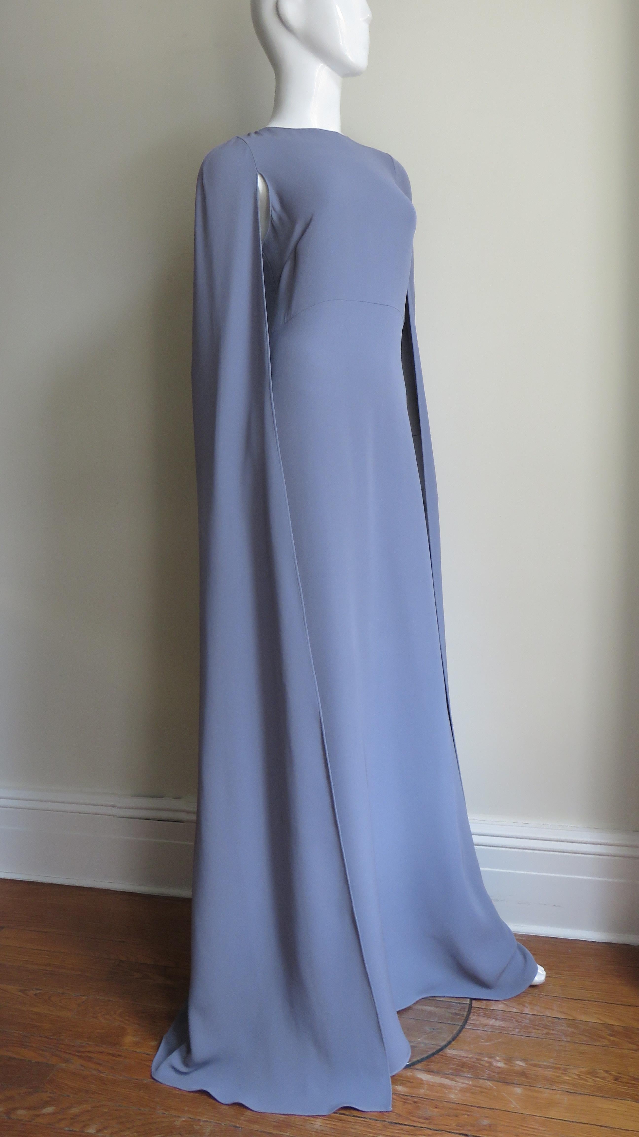 Valentino New Lilac Silk Cape Gown 4