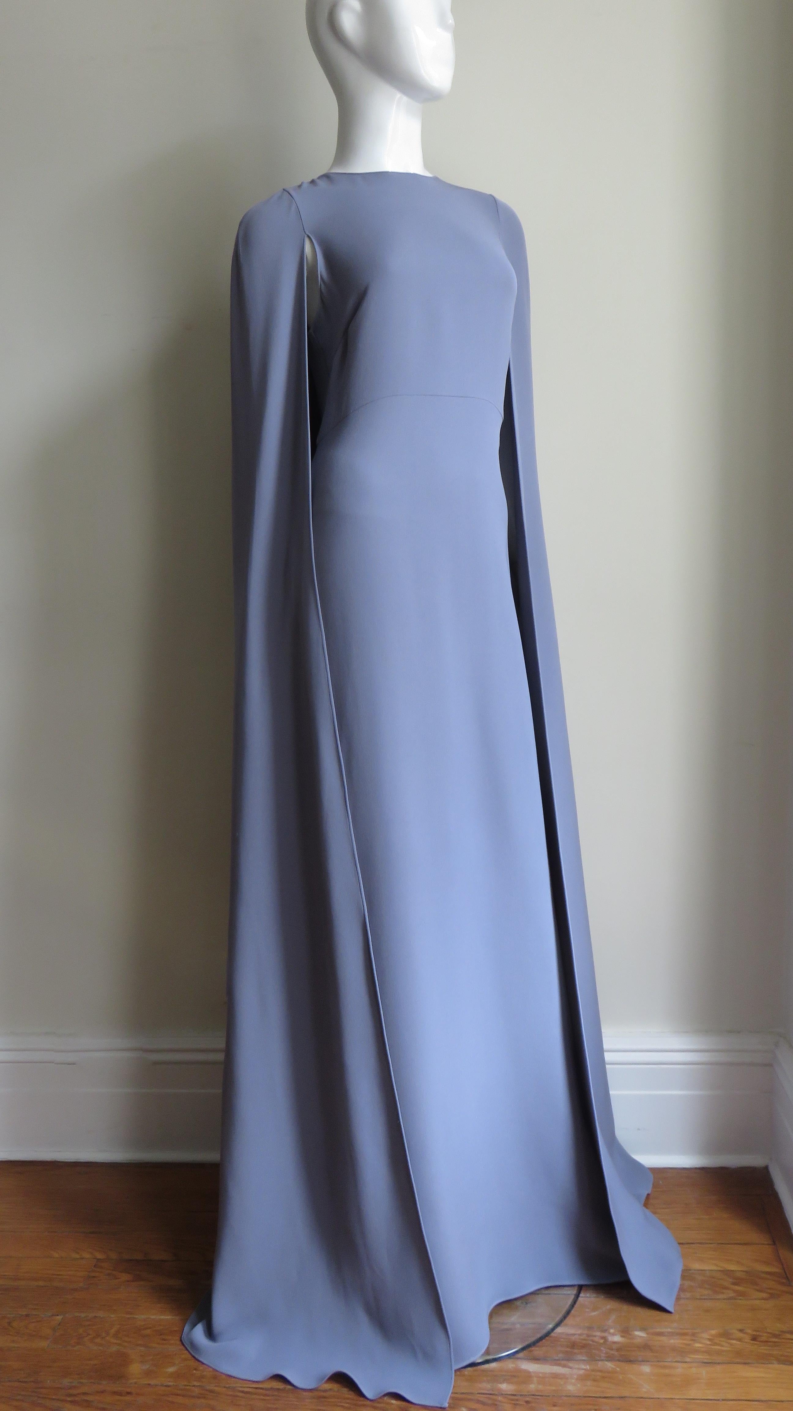 Valentino New Lilac Silk Cape Gown 3