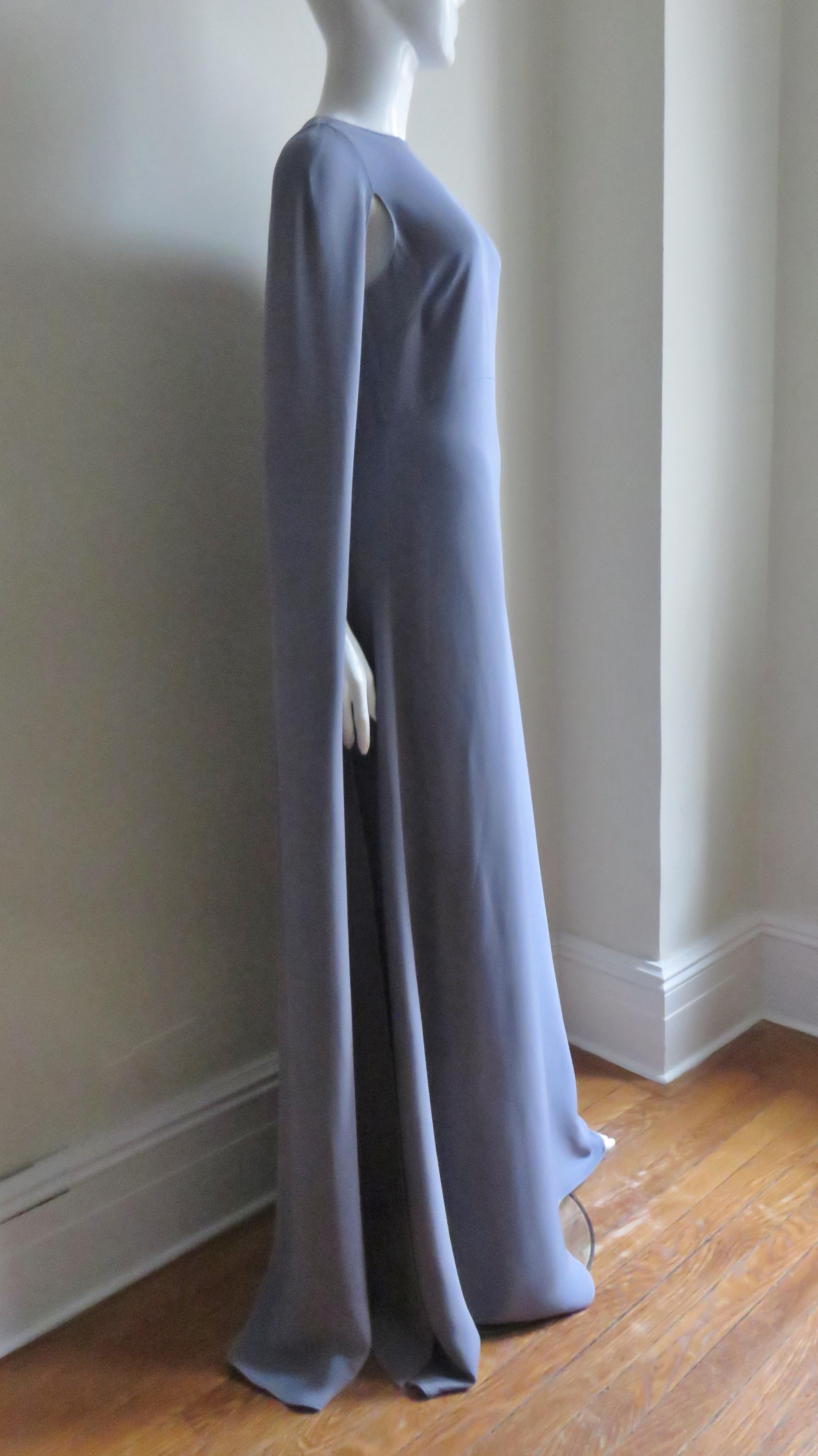 Valentino New Lilac Silk Cape Gown 5