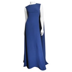 Valentino New Navy Silk Cape Dress