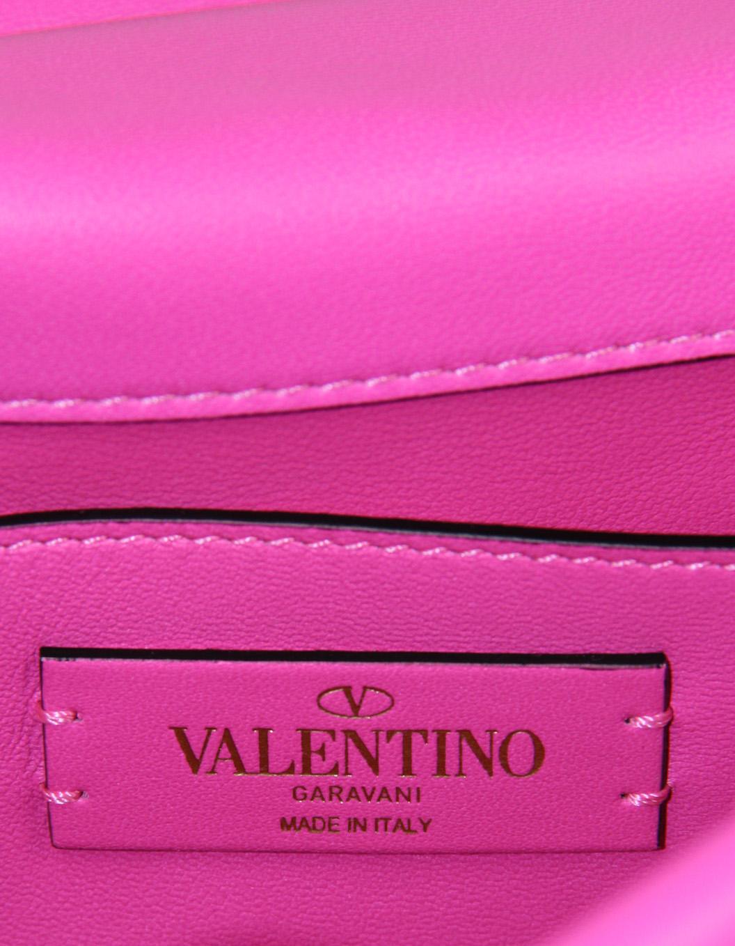 Valentino NEW Pink on Pink Leather Small Roman Studded Flap Bag rt. $3250 For Sale 4