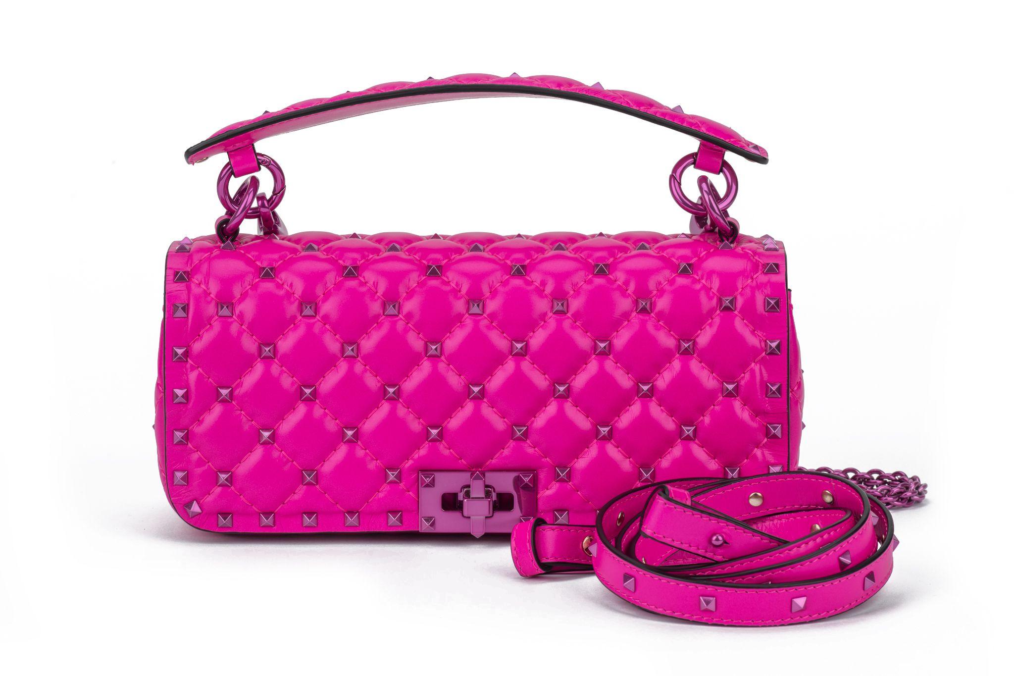 Valentino New Pink Rockstud Shoulder Bag For Sale 6