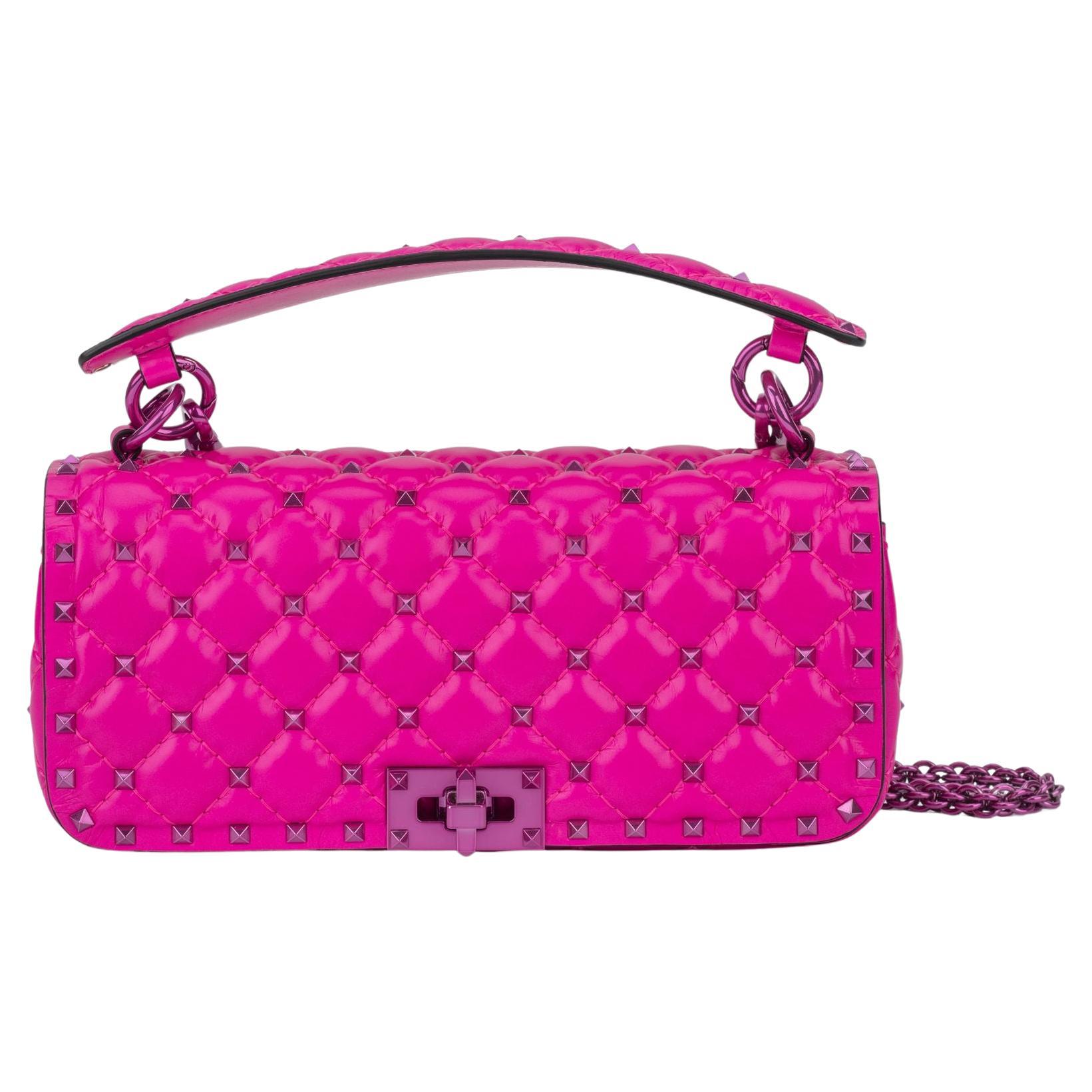 Valentino New Pink Rockstud Shoulder Bag For Sale