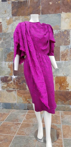 VALENTINO "New" Purple Flowers theme with Shawl Silk Dress - Unworn