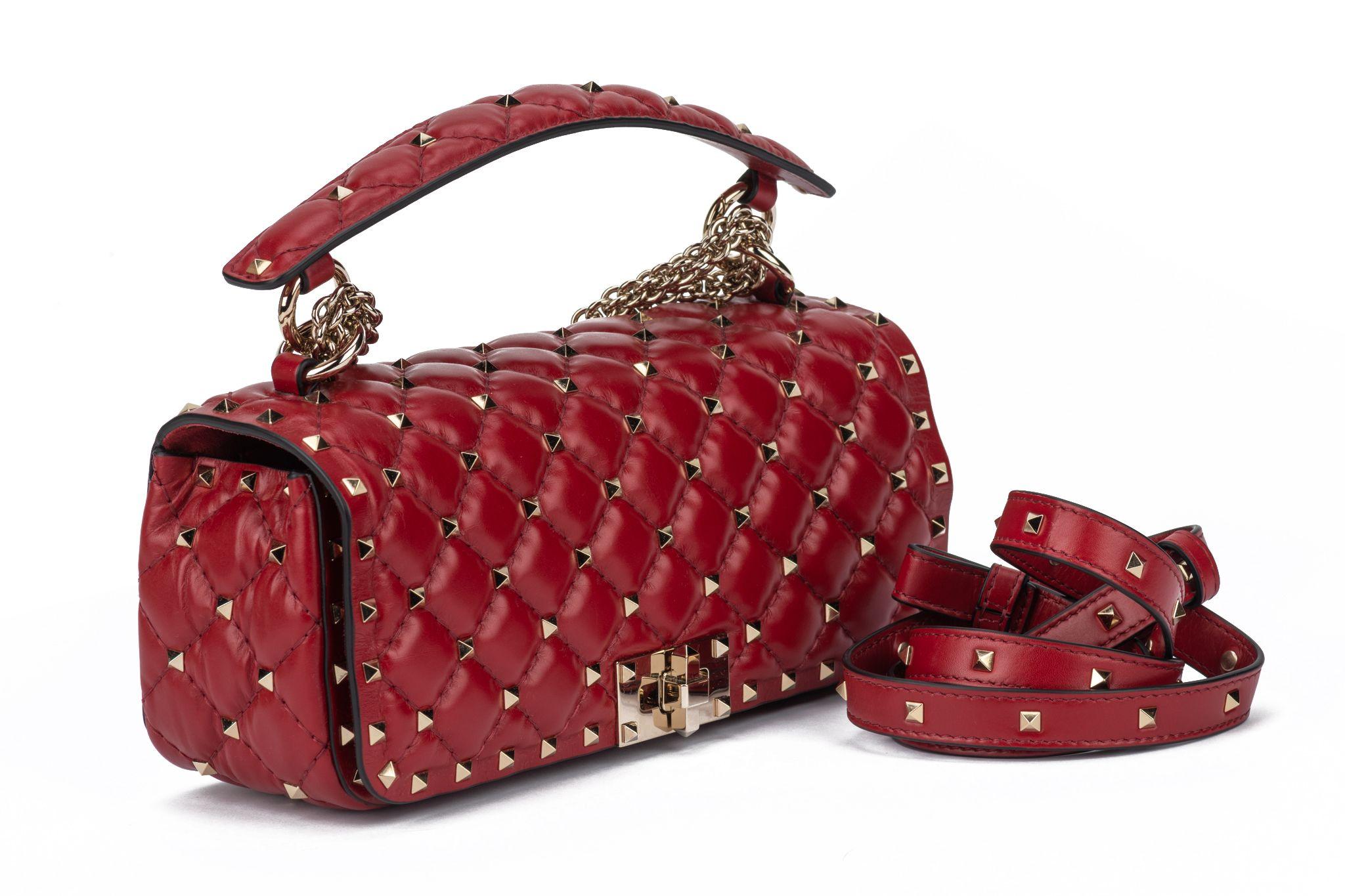Valentino New Red Rockstud Shoulder Bag For Sale 12