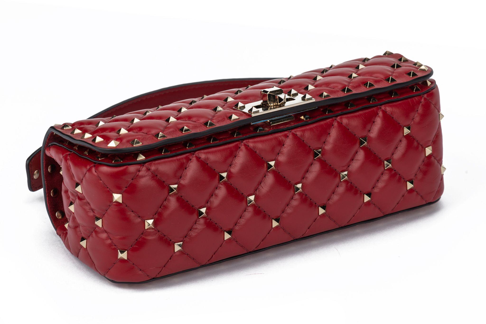 Women's or Men's Valentino New Red Rockstud Shoulder Bag For Sale