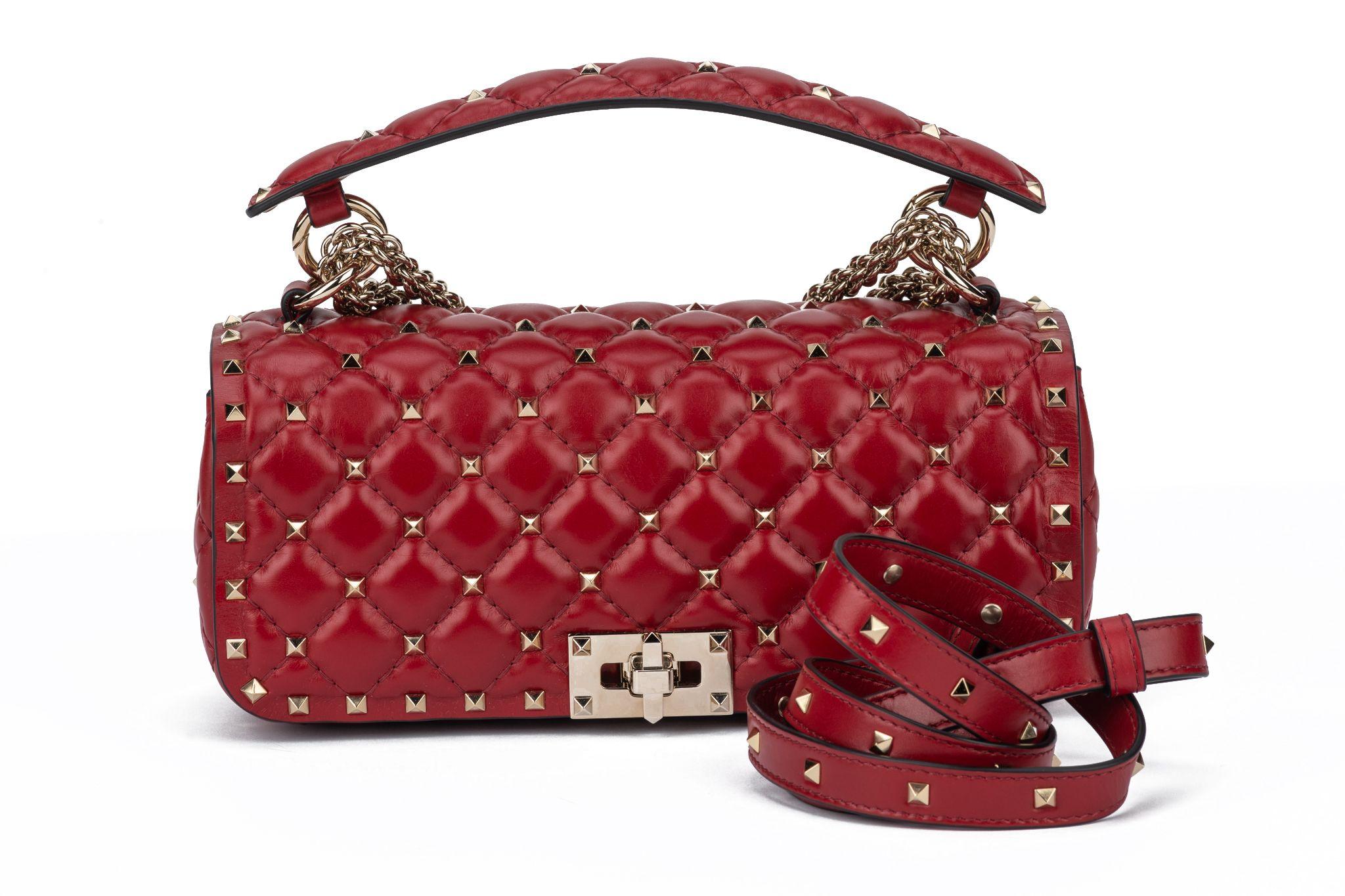 Valentino New Red Rockstud Shoulder Bag For Sale 3
