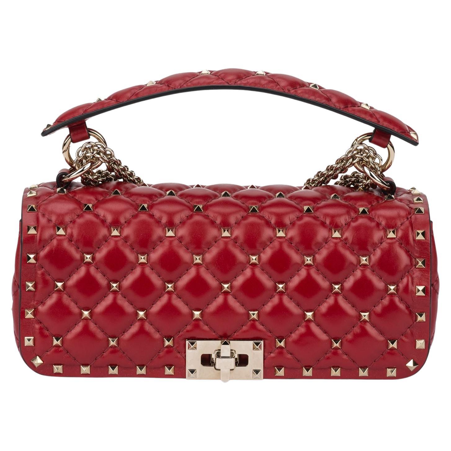 Valentino New Red Rockstud Shoulder Bag For Sale