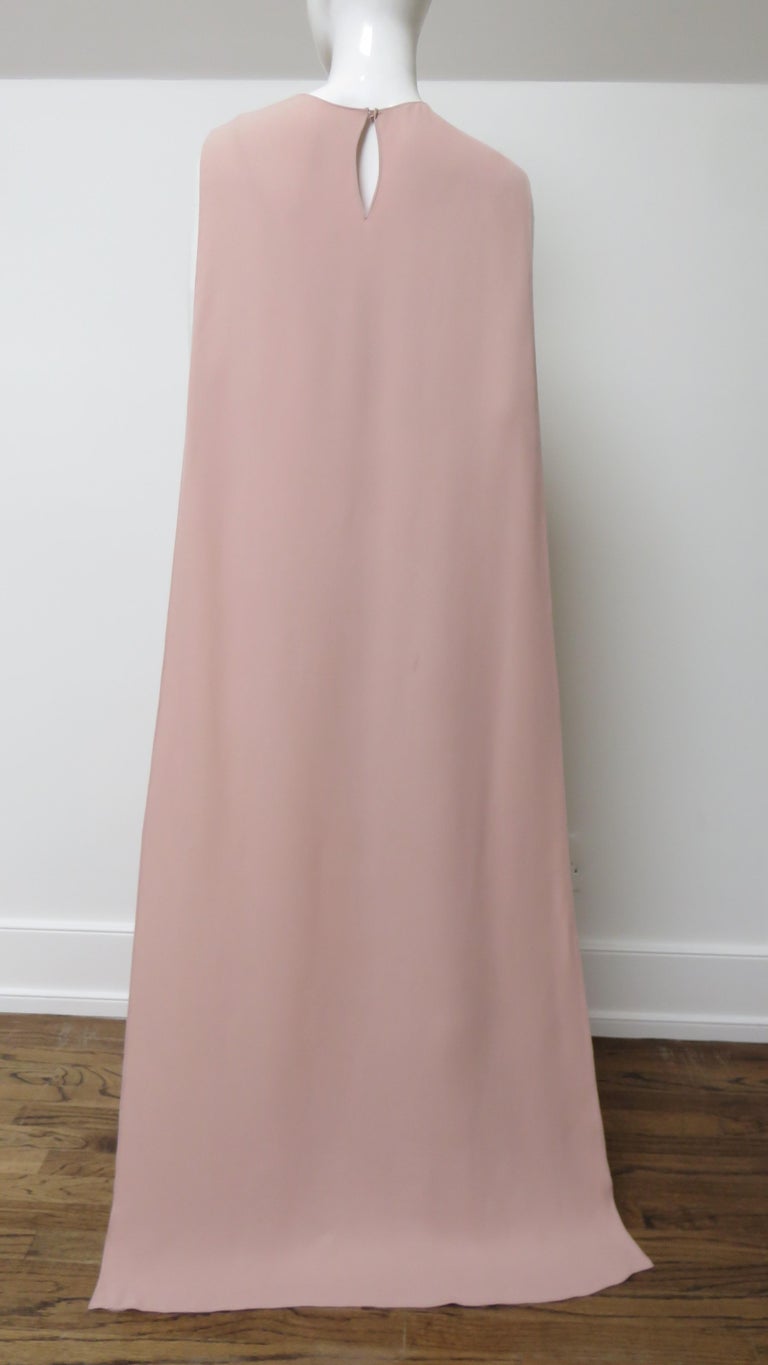 valentino pink cape dress 1974 Valentino Haute Couture Pink Beaded Crystal Silk Winged Cape Gown