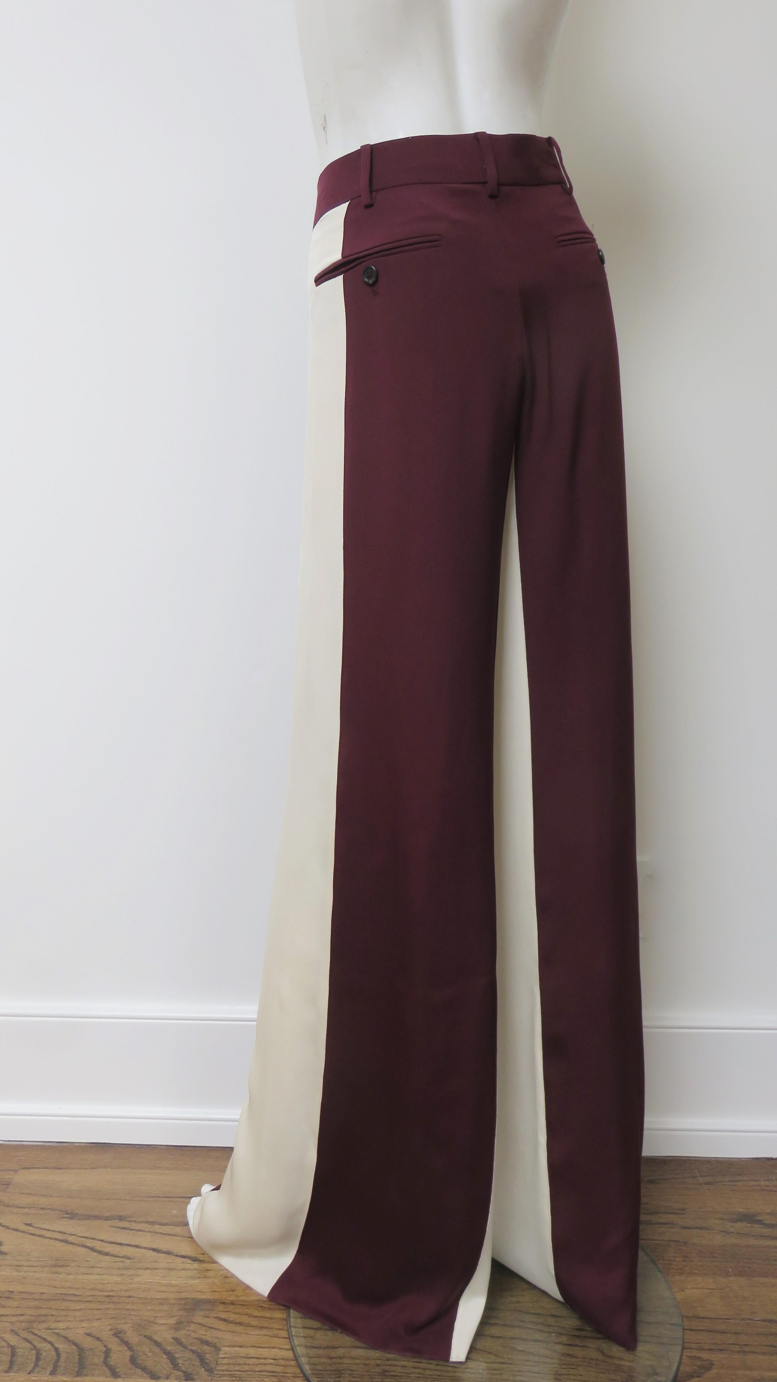 Valentino - Pantalon bloc de couleur en soie, état neuf en vente 6