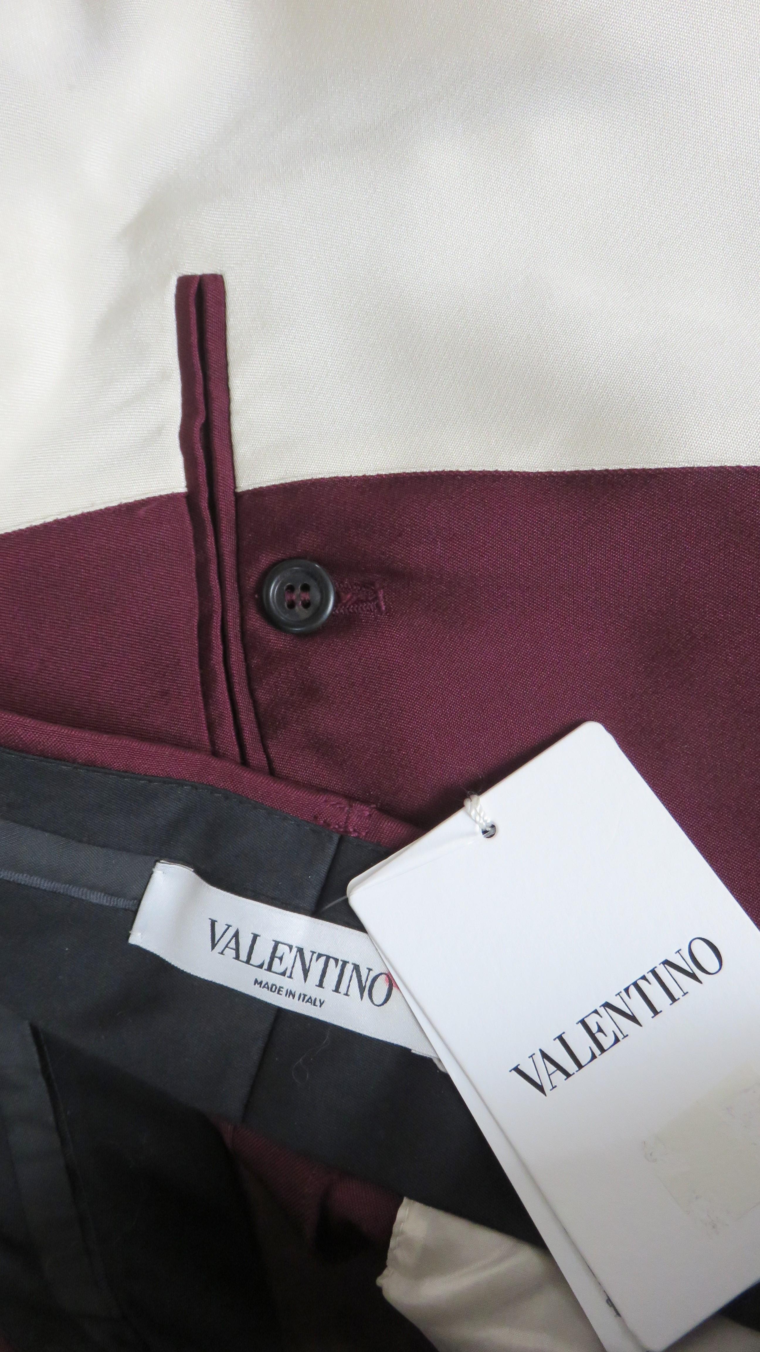 Valentino - Pantalon bloc de couleur en soie, état neuf en vente 7