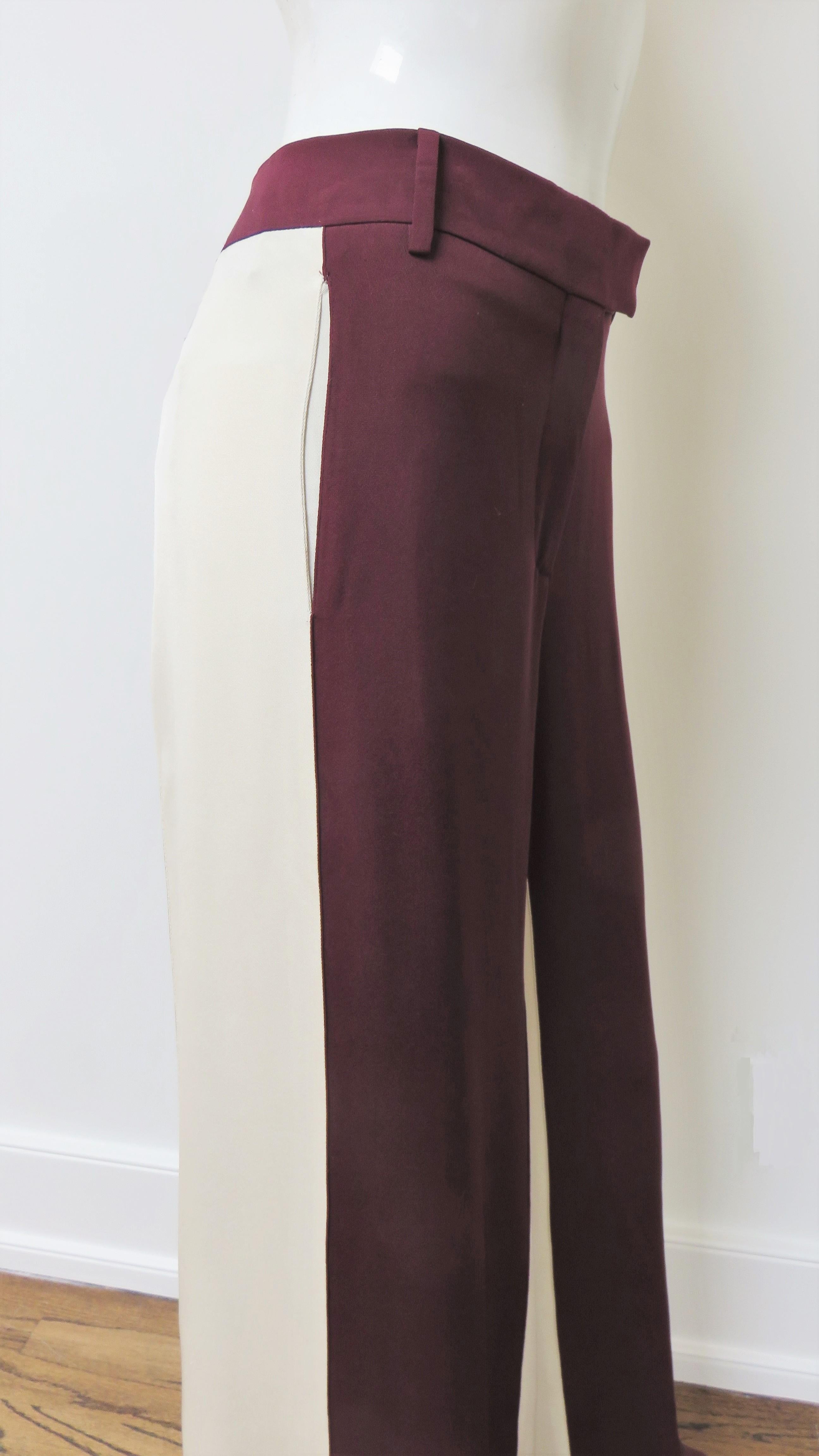 Valentino - Pantalon bloc de couleur en soie, état neuf Excellent état - En vente à Water Mill, NY