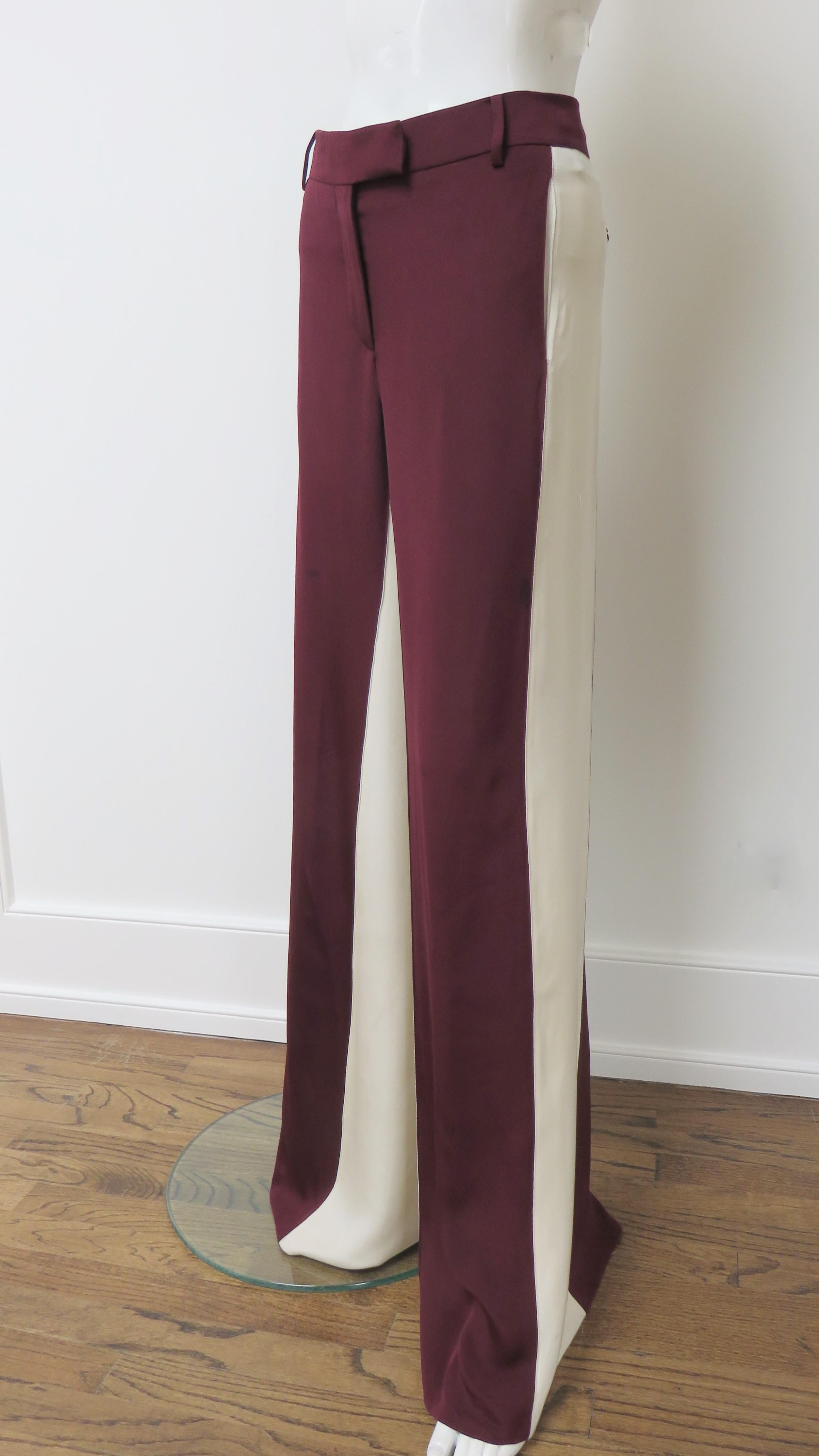 Valentino - Pantalon bloc de couleur en soie, état neuf Pour femmes en vente