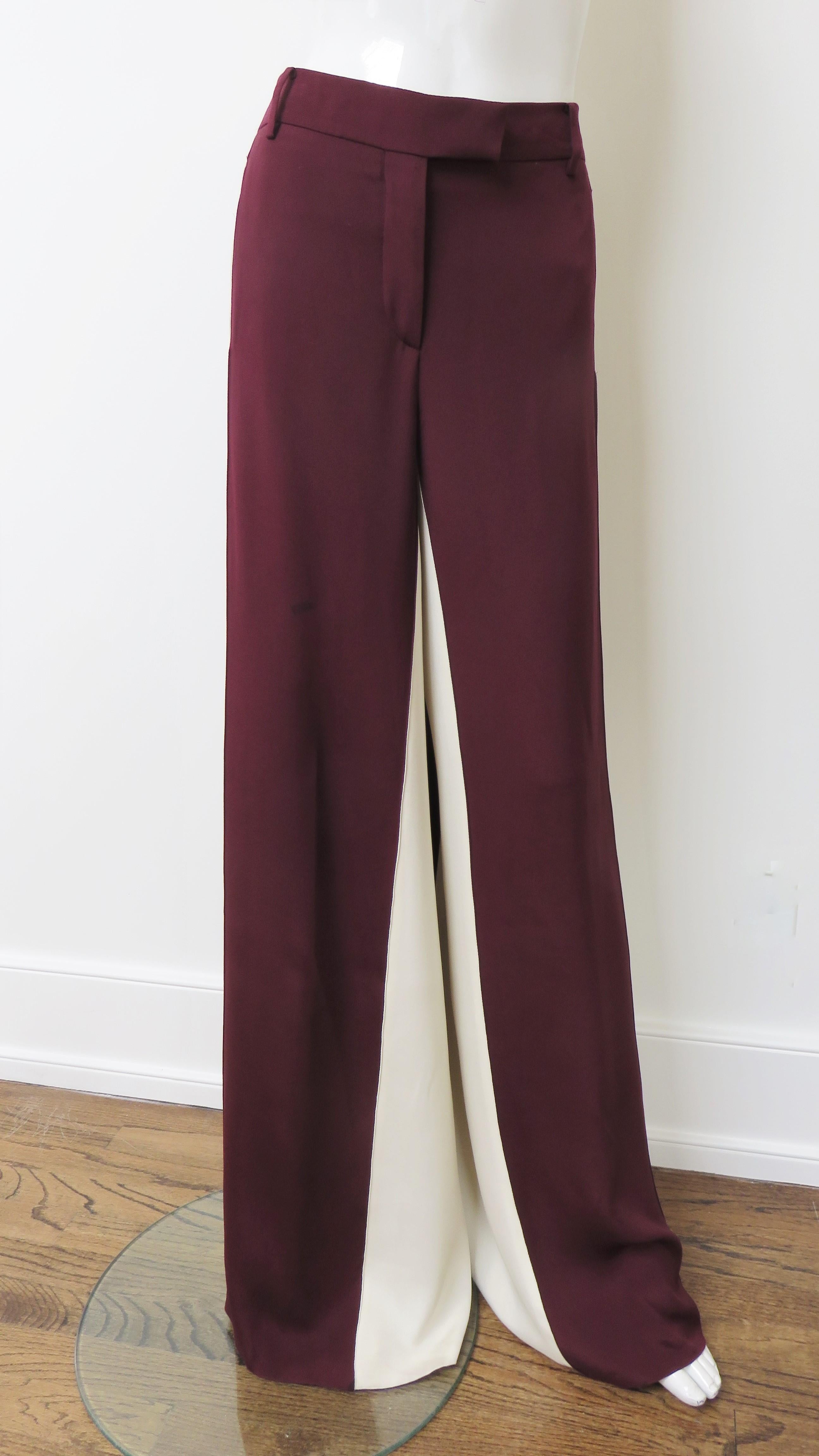 Valentino - Pantalon bloc de couleur en soie, état neuf en vente 2