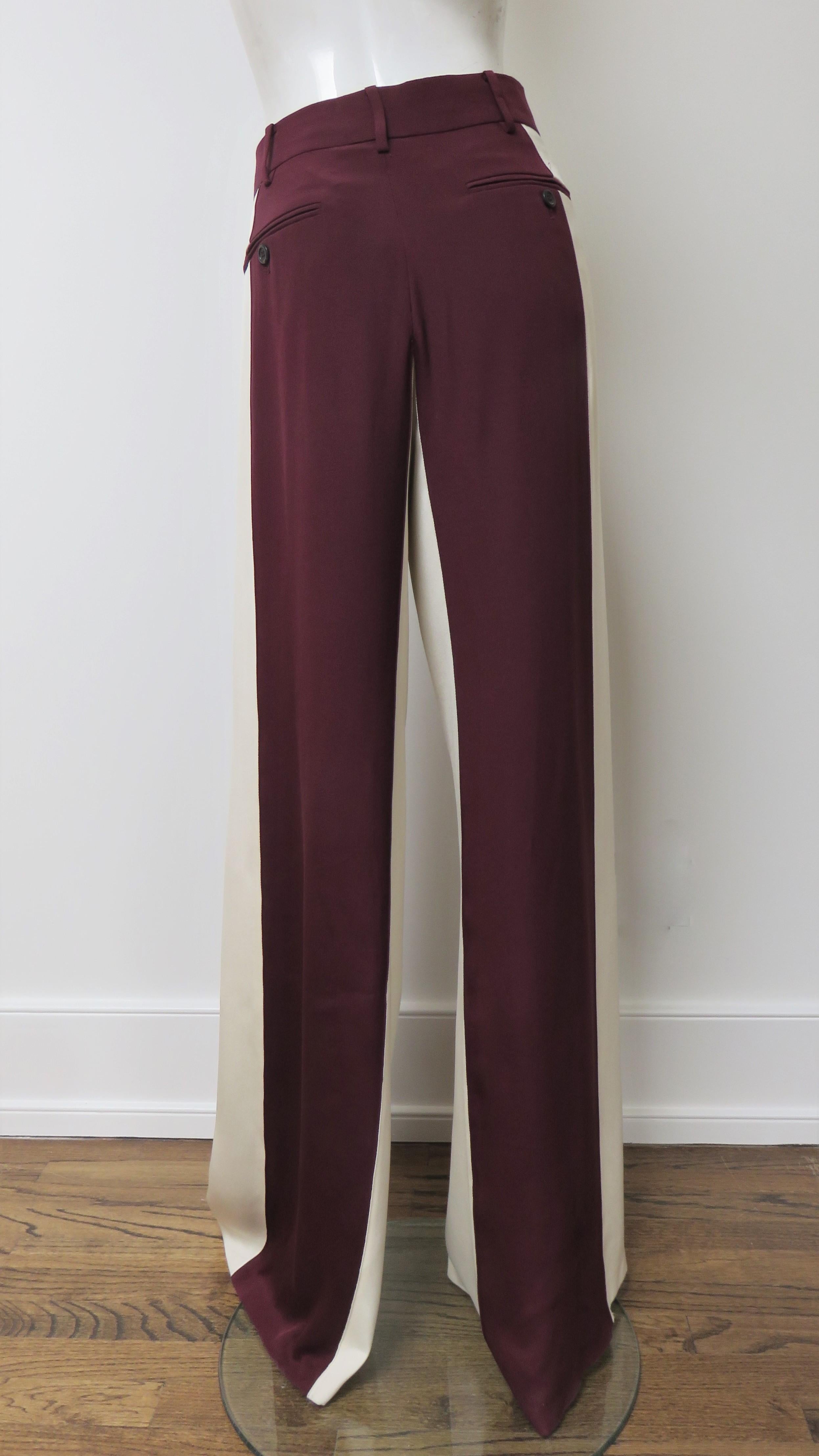 Valentino - Pantalon bloc de couleur en soie, état neuf en vente 3