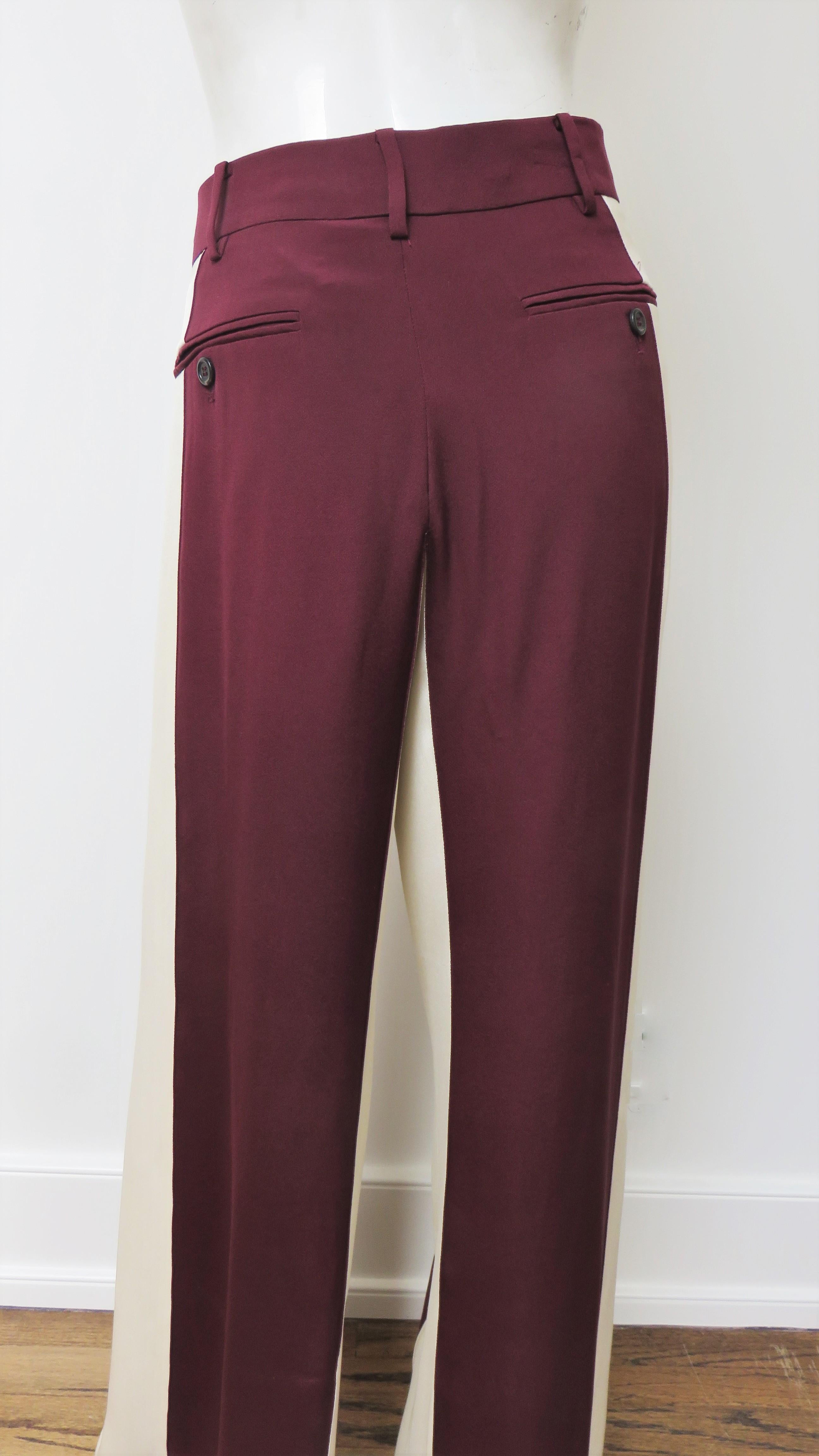 Valentino - Pantalon bloc de couleur en soie, état neuf en vente 4