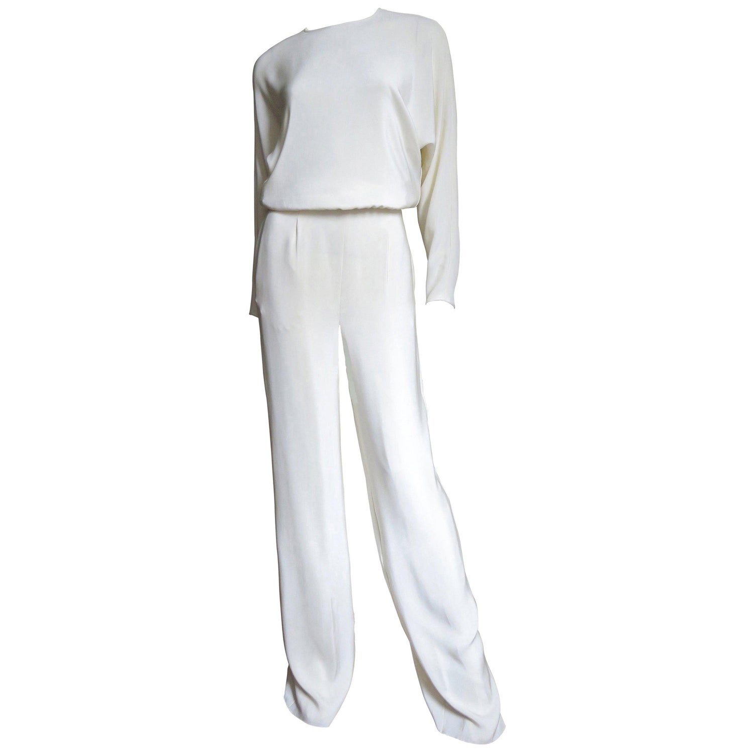 Valentino New Silk Jumpsuit with Open Back For Sale at 1stDibs | silk  valentino jumpsuit