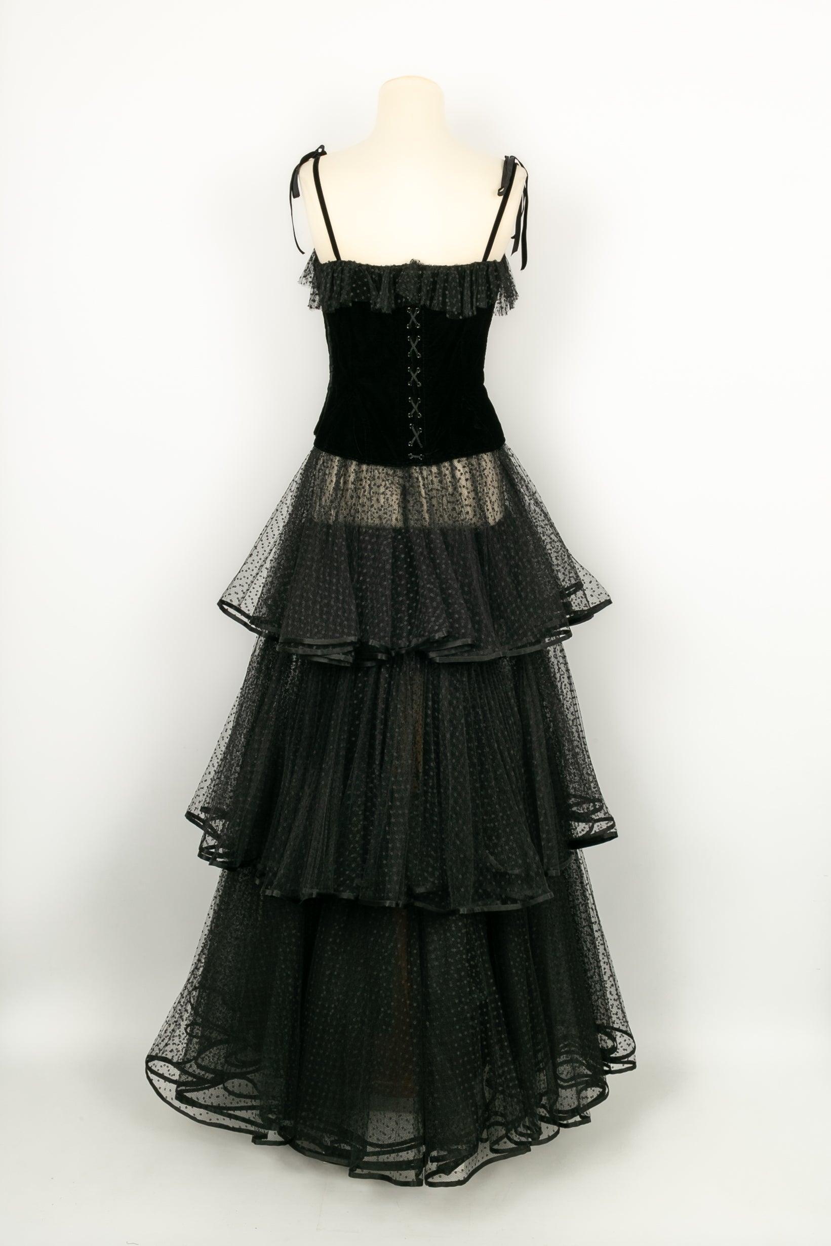 Valentino Night Set Composed of Semi-Transparent Skirt, 1985s In Excellent Condition For Sale In SAINT-OUEN-SUR-SEINE, FR
