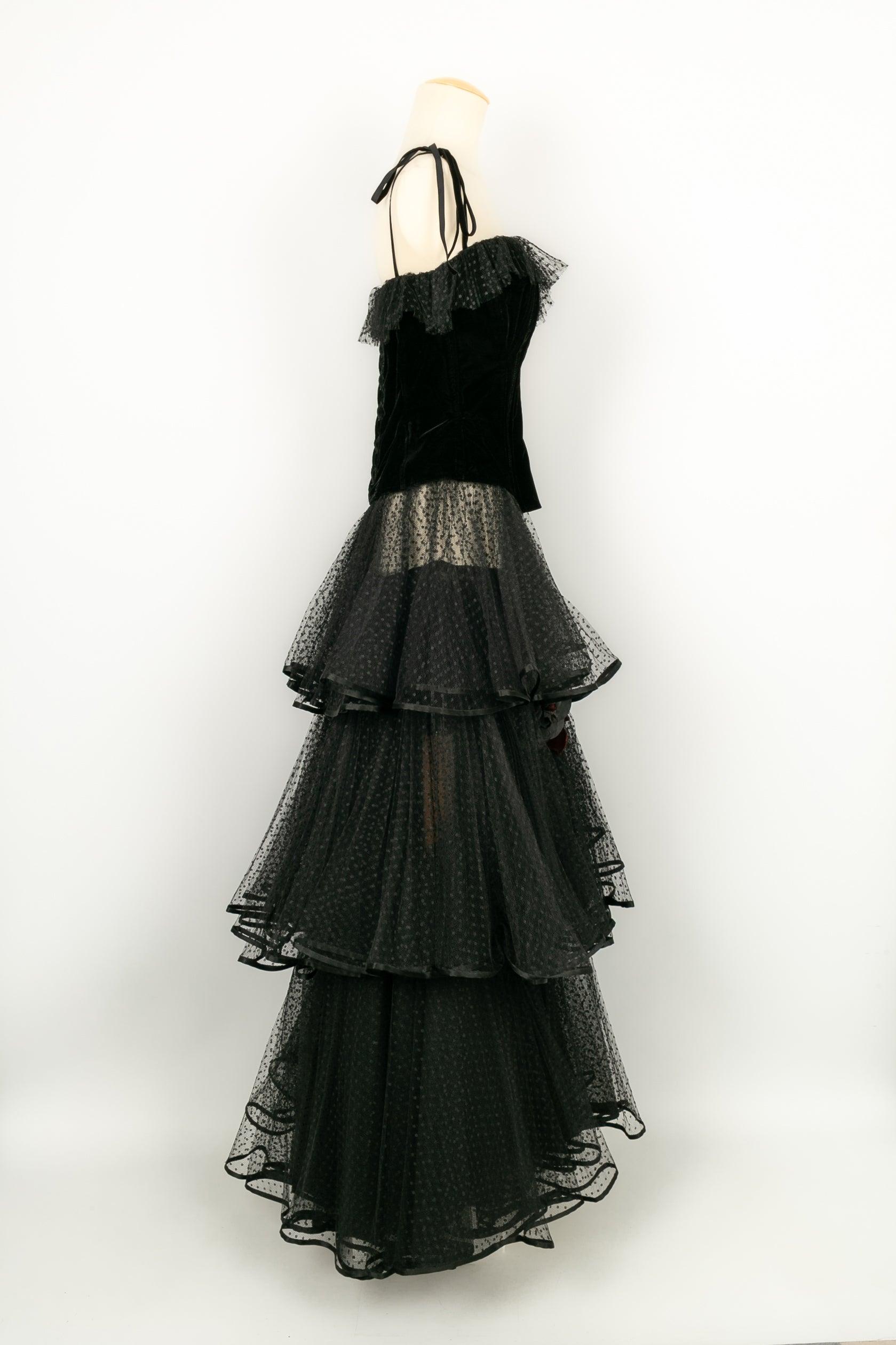 Women's Valentino Night Set Composed of Semi-Transparent Skirt, 1985s For Sale