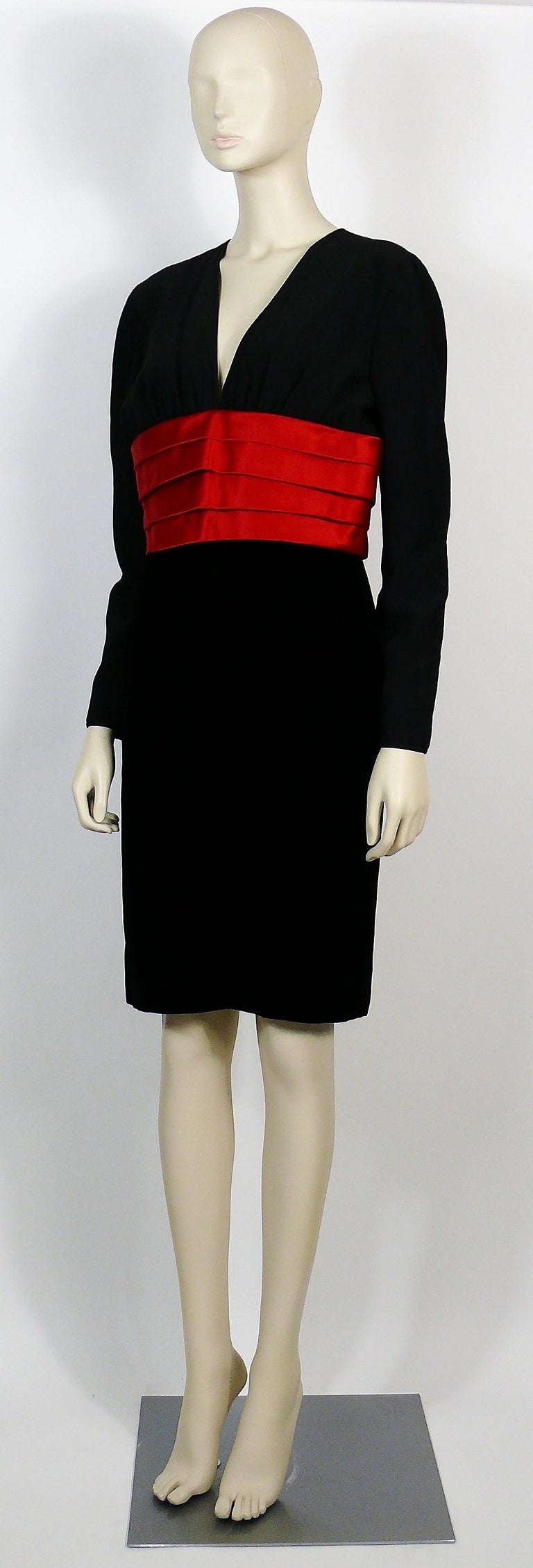 Valentino Night Vintage Black and Red Cocktail Dress For Sale 2