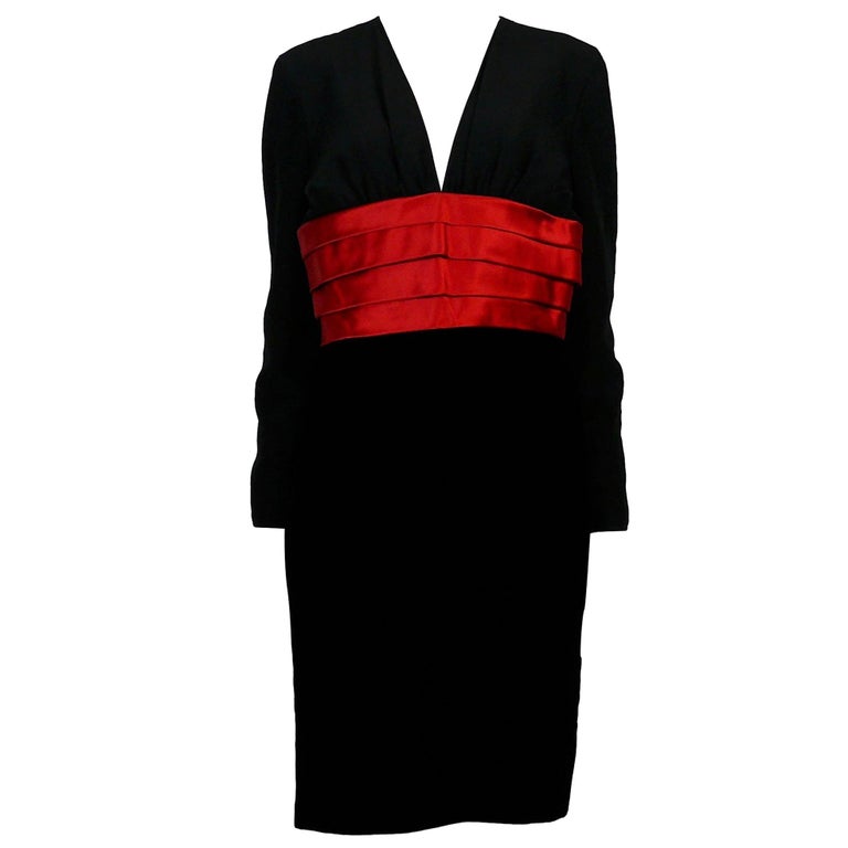 Valentino Night Vintage Black and Red Cocktail Dress For Sale