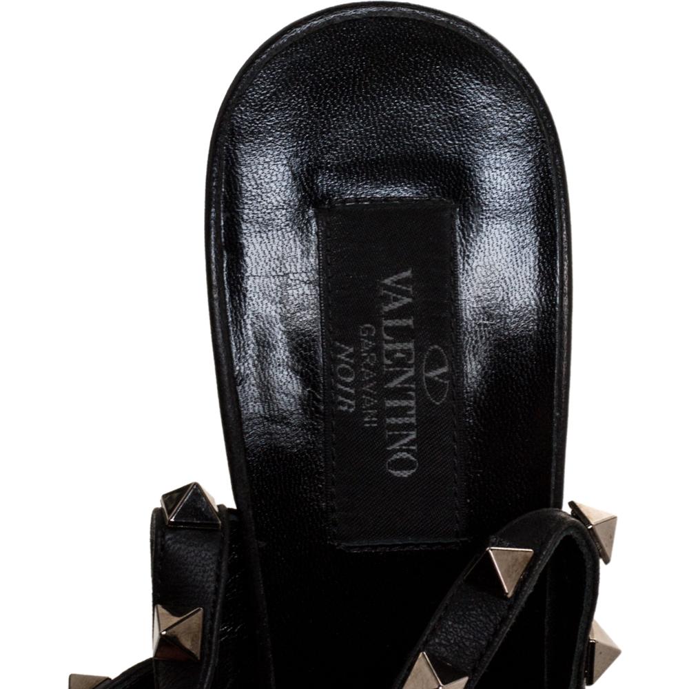 Valentino Noir Black Patent Leather Rockstud Strappy Sandals Size 40 1