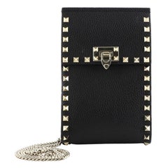 Valentino North South Rockstud Flip Lock Chain Crossbody Bag Leather Mini