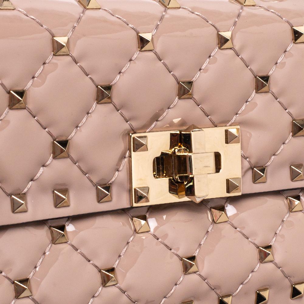 Valentino Nude Beige Patent Leather Rockstud Spike Top Handle Bag 1
