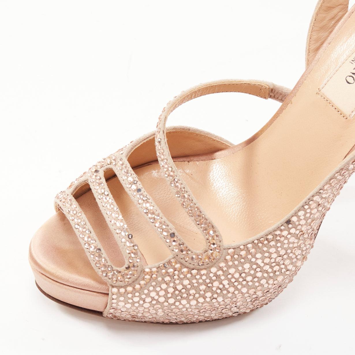 VALENTINO nude crystal strass encrusted d'orsay peep platform pumps EU36 For Sale 3