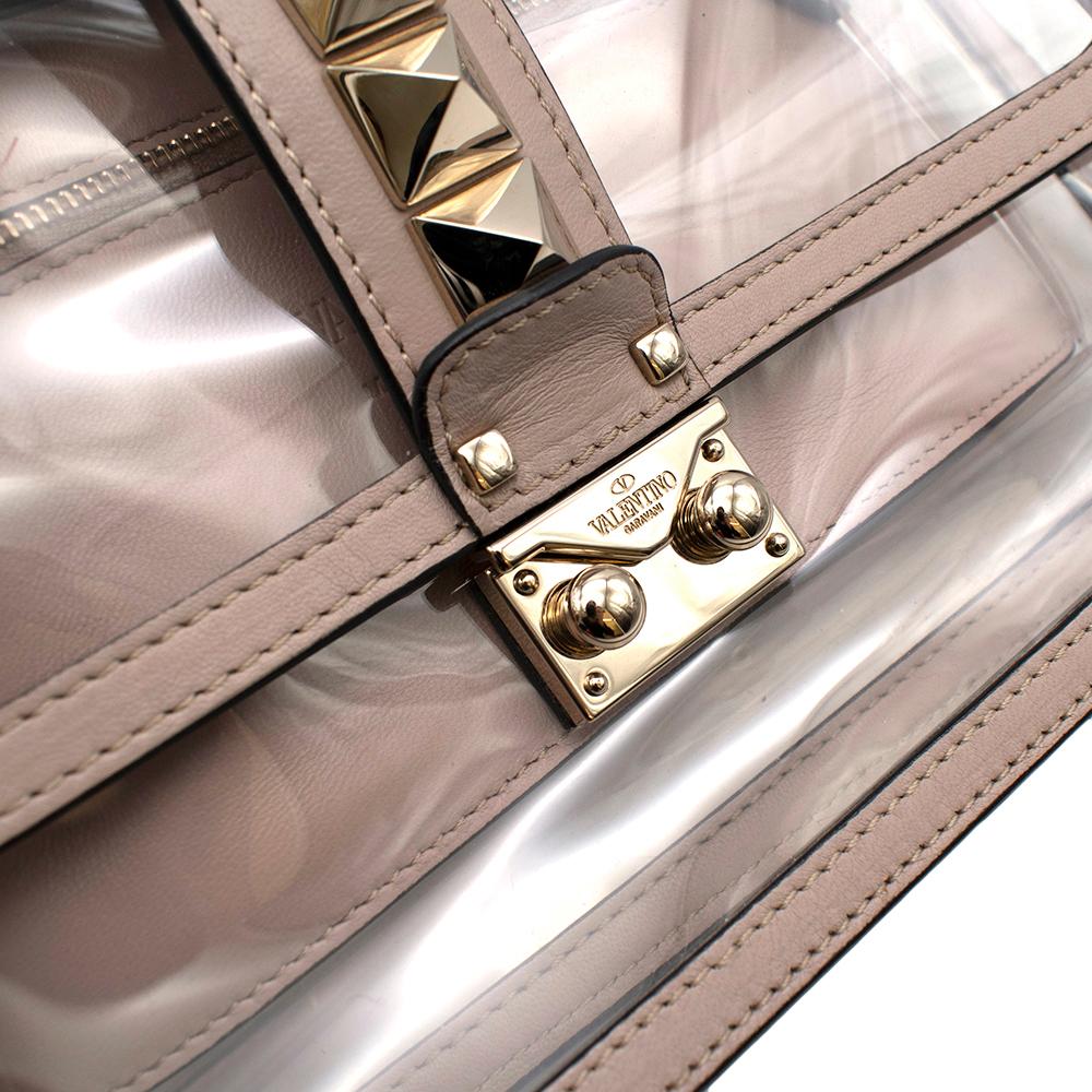 Valentino Nude Leder PVC Glam Lock Naked Rockstud Umhängetasche mit Nieten 1
