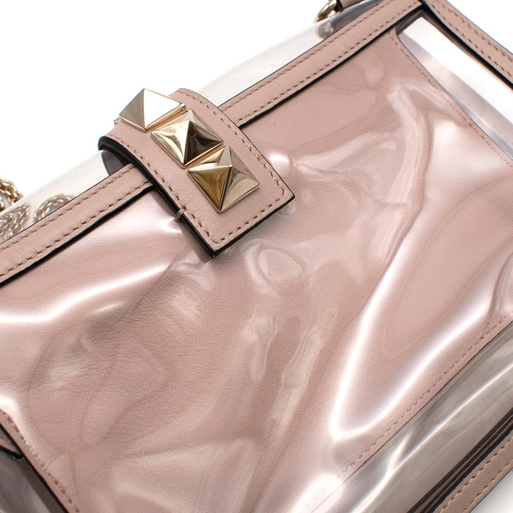 Valentino Nude Leather PVC Glam Lock Naked Rockstud Shoulder Bag In Excellent Condition In London, GB
