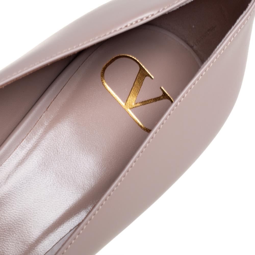Beige Valentino Nude Leather V Logo Pumps Size 39.5