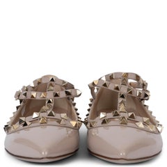 VALENTINO nude patent leather ROCKSTUD CAGE Ballet Flats Shoes 38.5