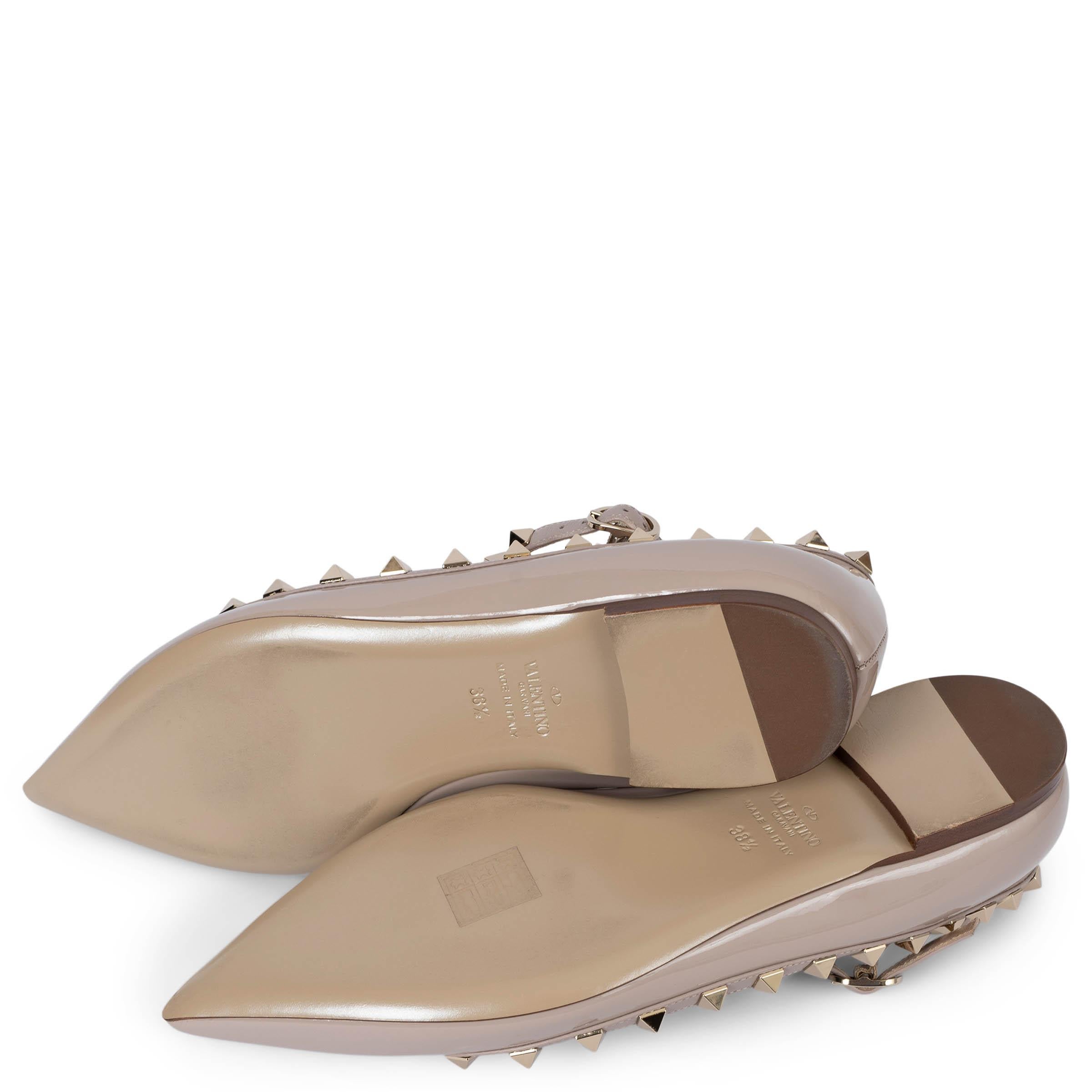 Valentino in vernice nuda ROCKSTUD CAGE Ballerine Scarpe 38.5 in vendita 2