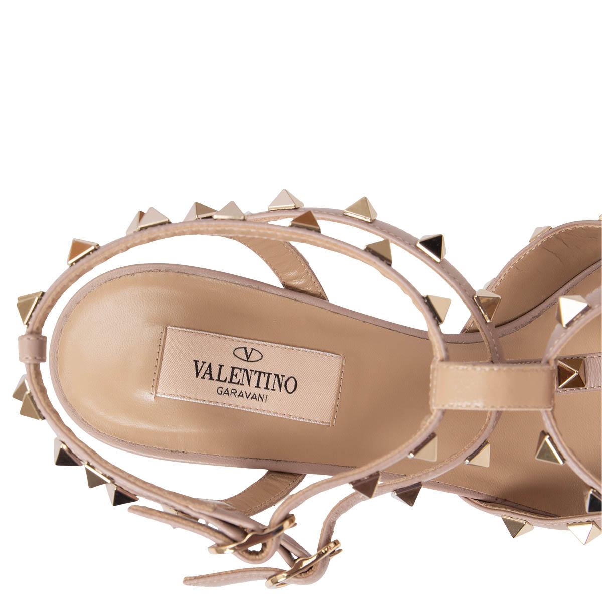 VALENTINO nude patent leather ROCKSTUD CAGED Sandals Shoes 39 For Sale 1