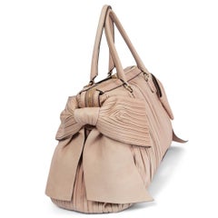 VALENTINO nude pink leather BOW EMBELLISHED PLEATED Bag