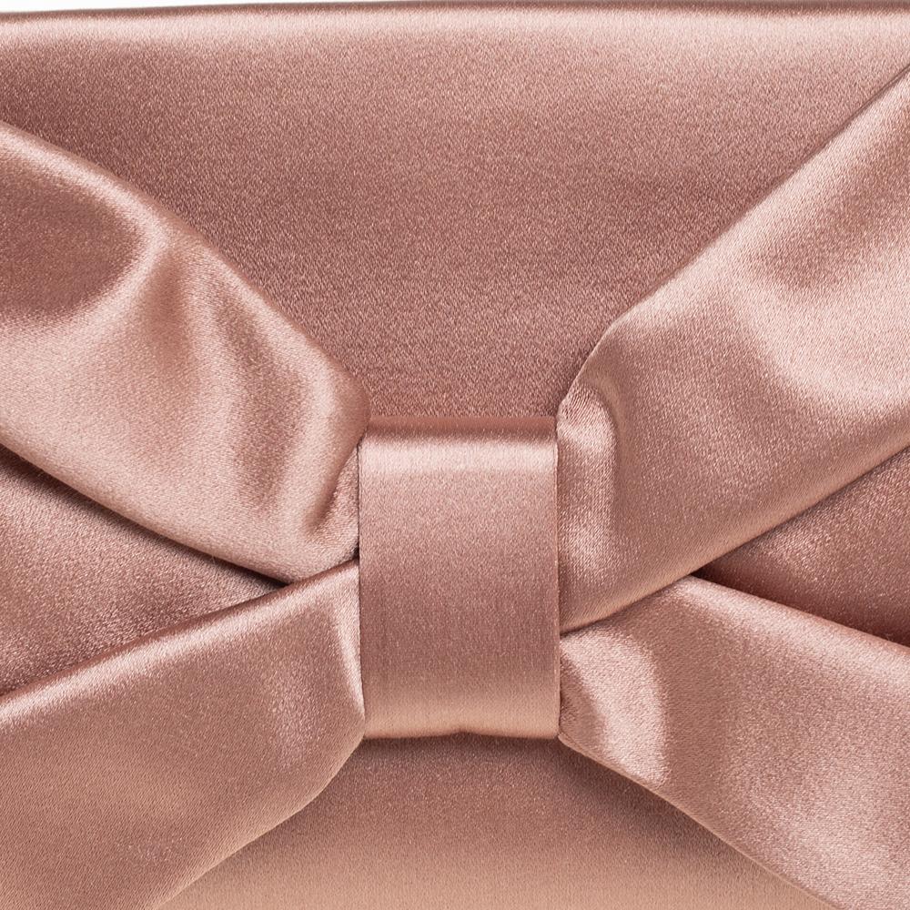 Valentino Nude Pink Satin Bow Clutch 3