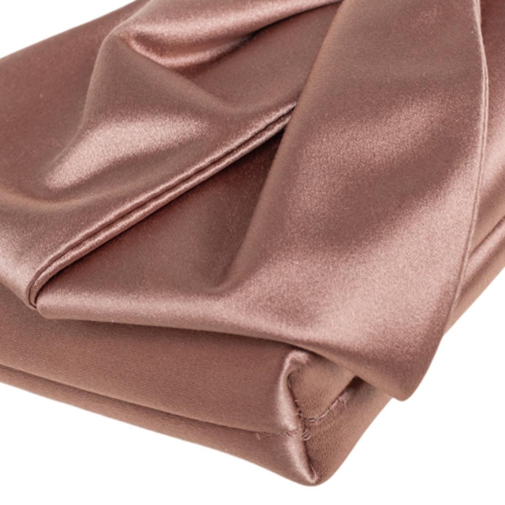 Brown Valentino Nude Pink Satin Bow Clutch