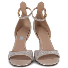 VALENTINO nude suede TAN-GO 100 CRYSTAL ANKLE STRAP Sandals Shoes 38