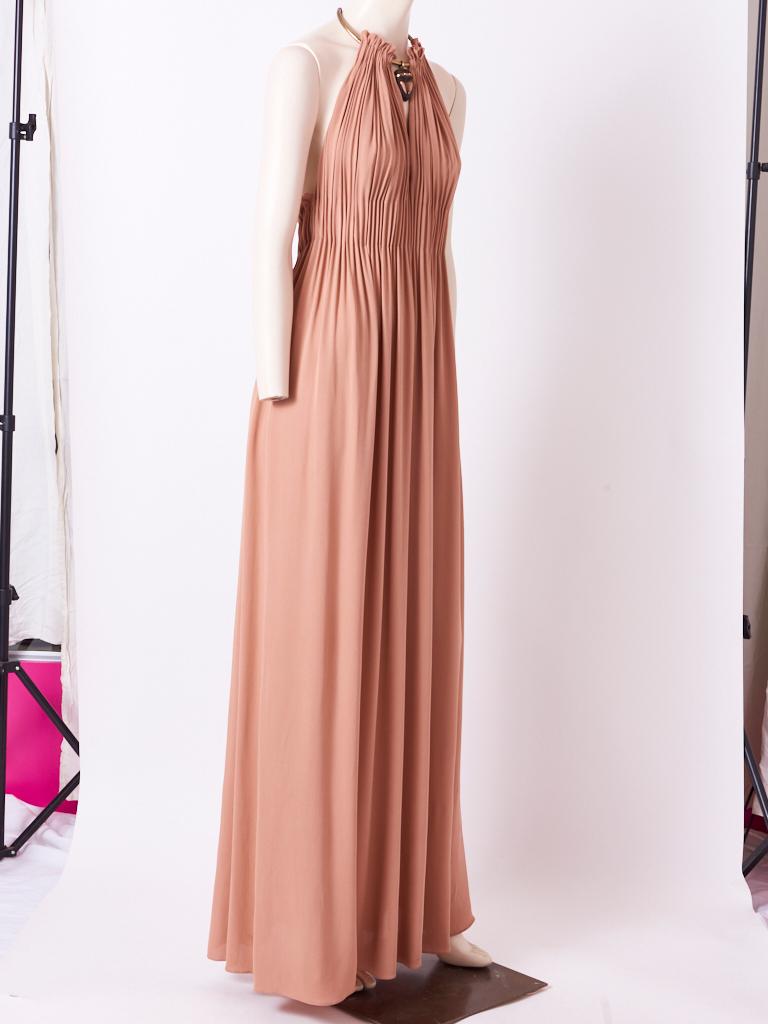 Brown Valentino Nude Tone Jersey Maxi Dress