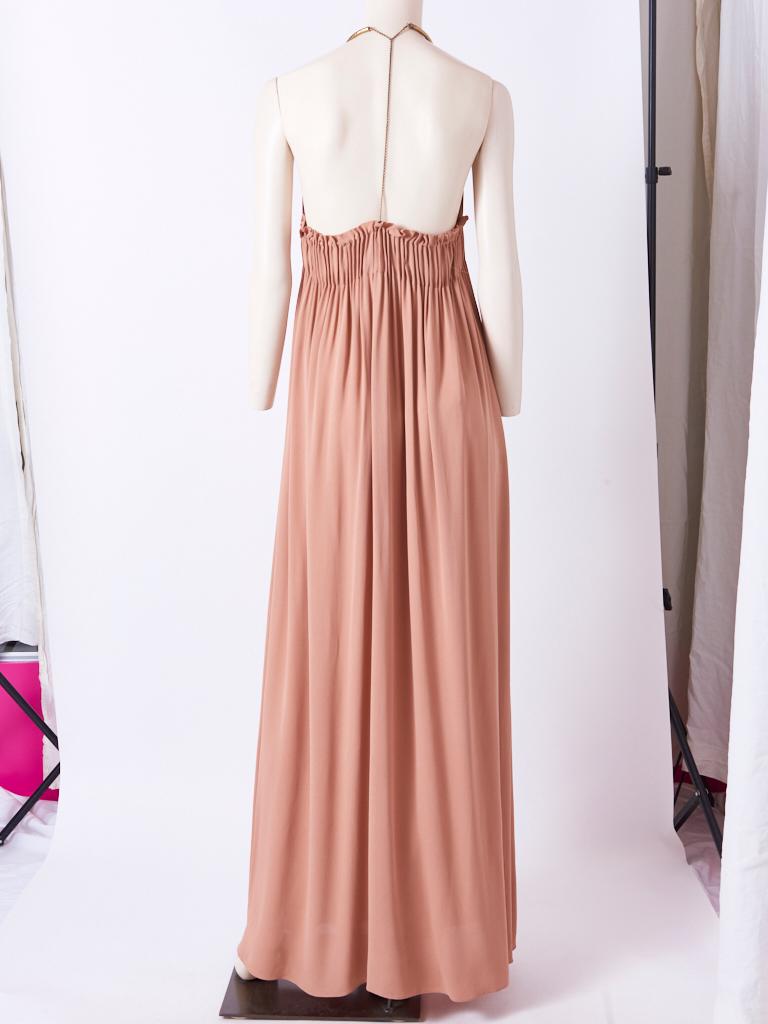 Valentino Nude Tone Jersey Maxi Dress In Good Condition In New York, NY
