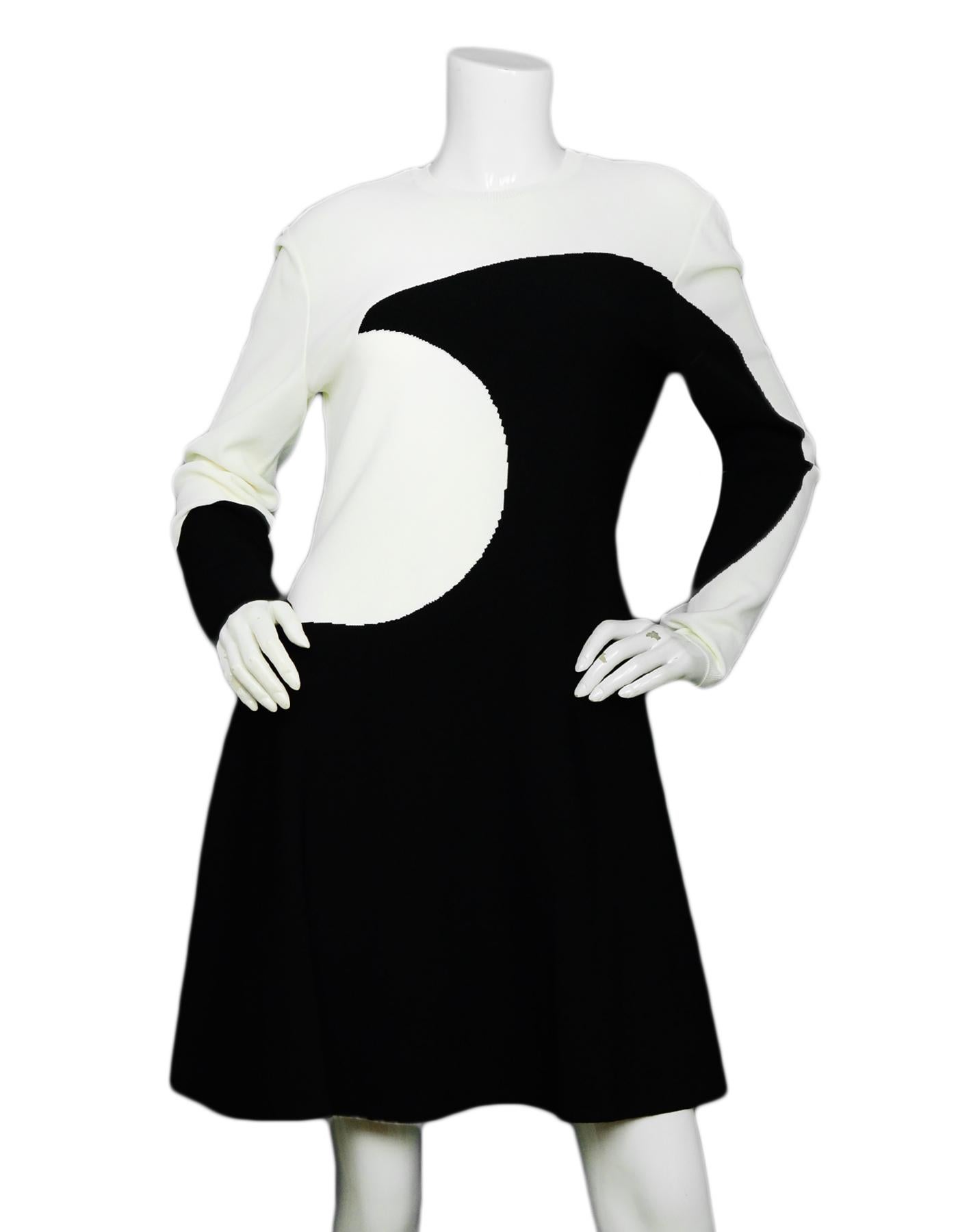 Gray Valentino NWT Black/White Knit Moon Inlay Longsleeve Dress sz XL rt. $2, 690