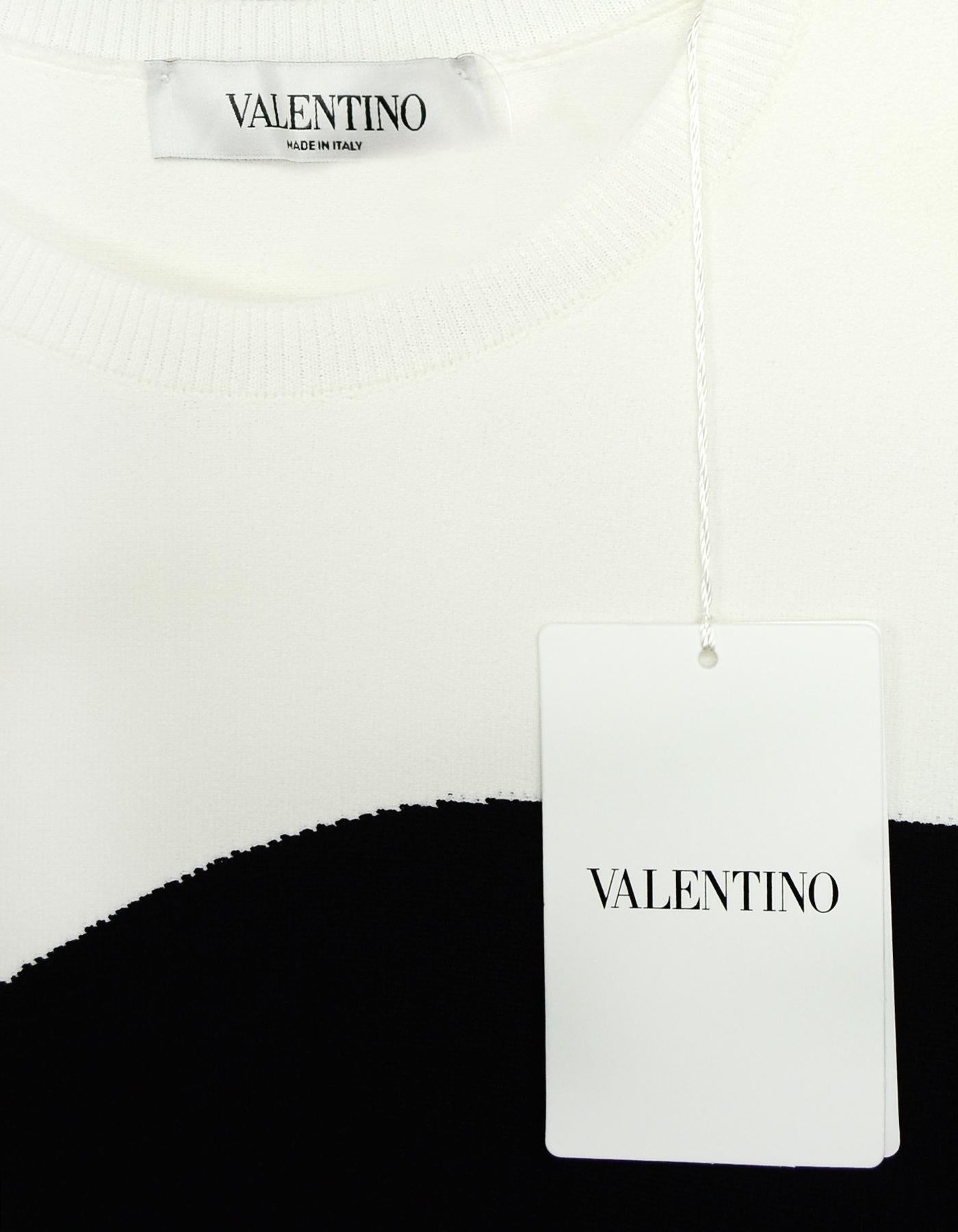 Valentino NWT Black/White Knit Moon Inlay Longsleeve Dress sz XL rt. $2, 690 In New Condition In New York, NY