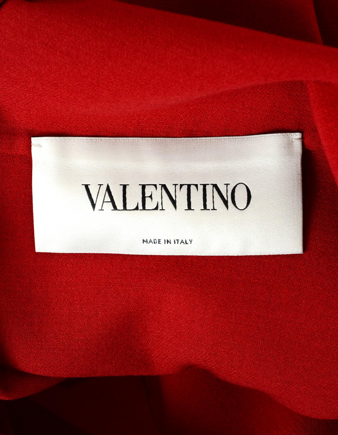 Women's Valentino NWT Red Wool V Pocket A-Line Dress sz 12 rt $2, 490